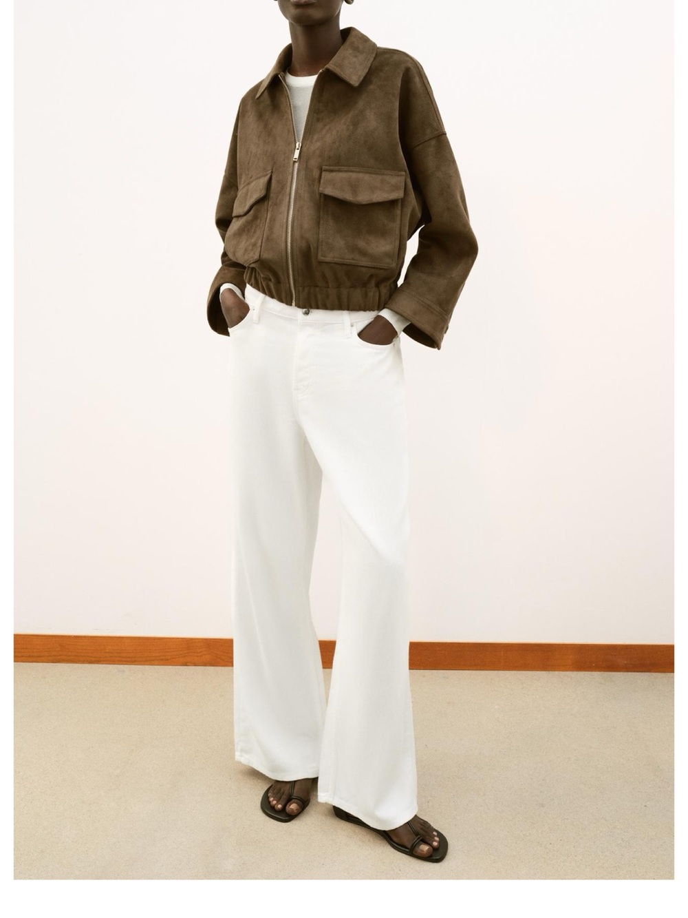 Zara Suede-Look Bomber Jacket - Women's - Picture 8 of 8